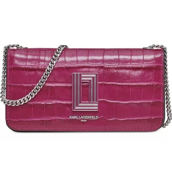 Nwt KARL LAGERFELD PARIS Kosette Chain Strap Embossed Wallet bag - Picture 1 of 16
